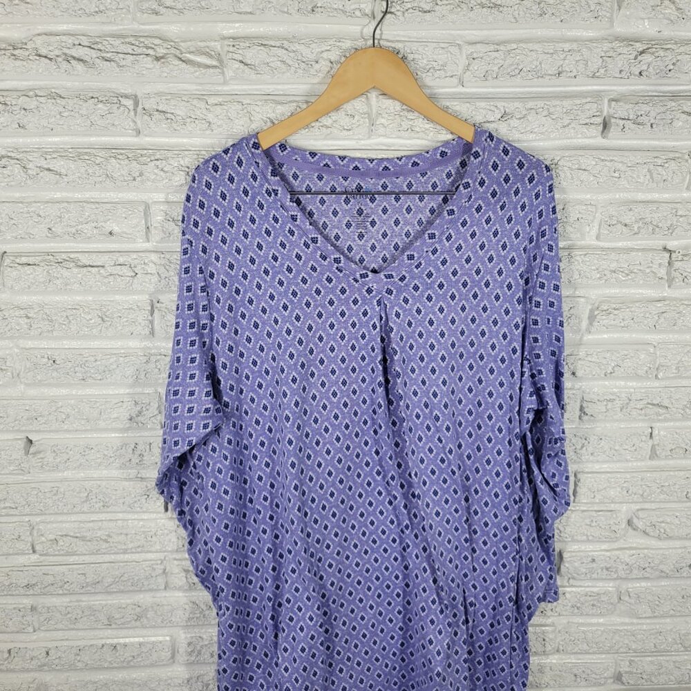 Croft & Barrow Women Pajama Top Sleep Shirt 3X Plus Blue Geometric SWE48E - Picture 4 of 11